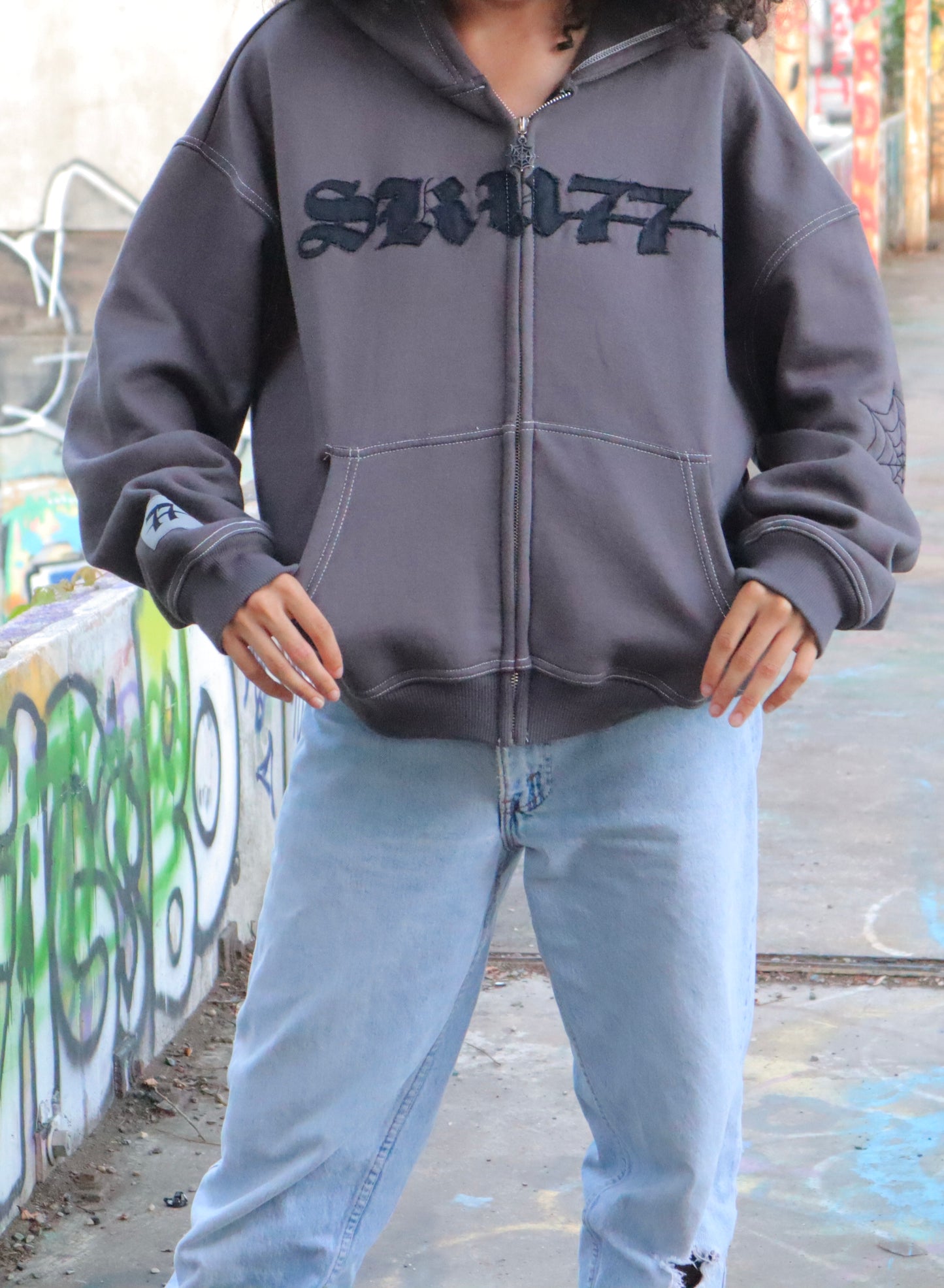 Dark Web Zip Up (Charcoal)