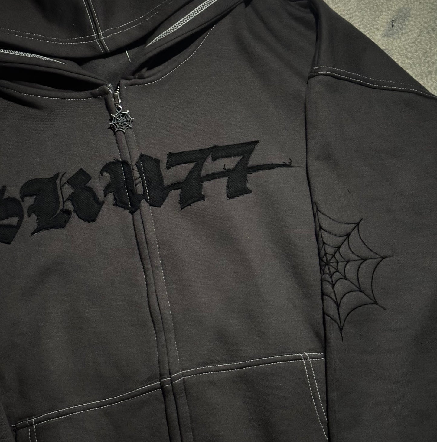 Dark Web Zip Up (Charcoal)