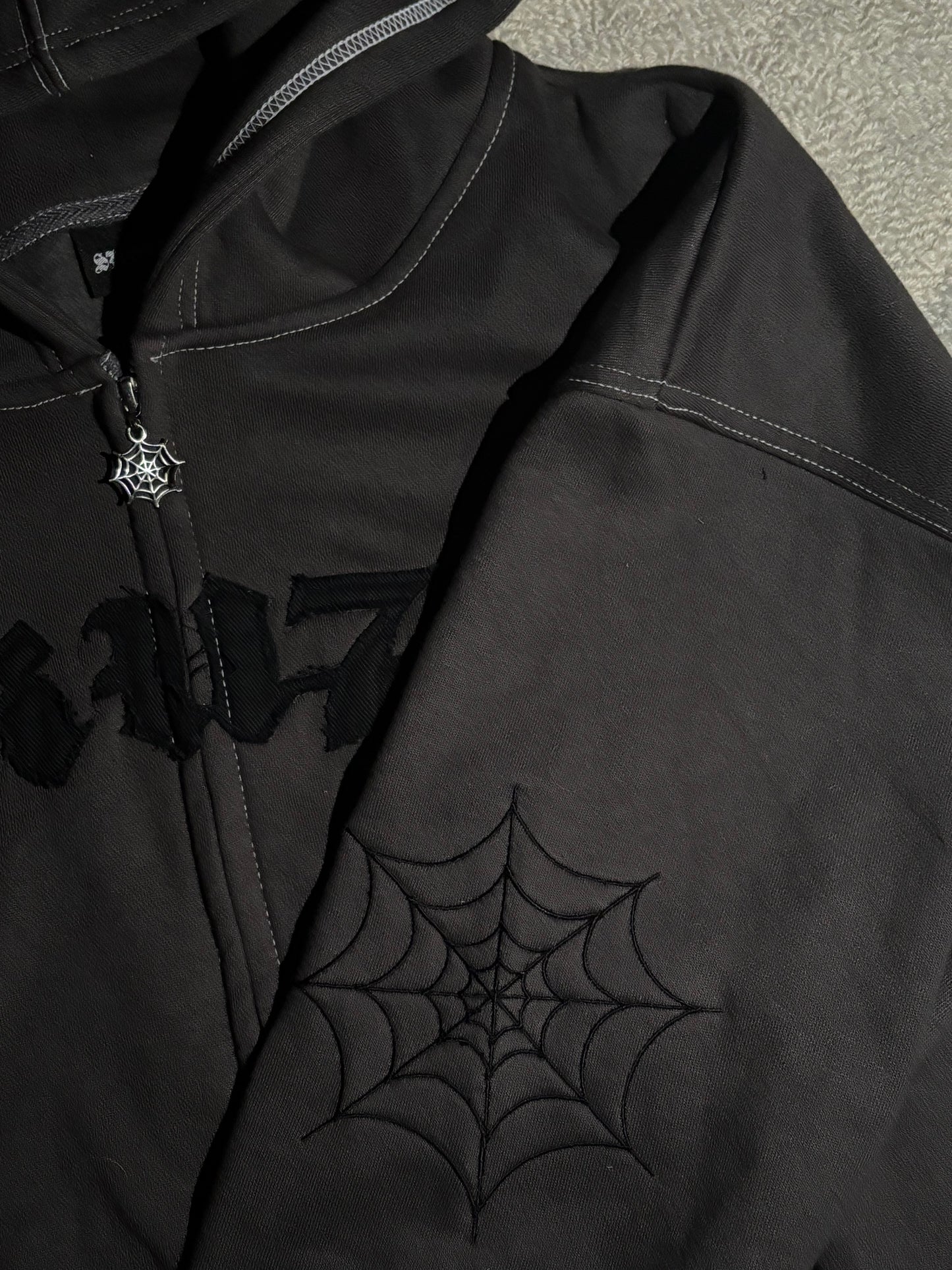 Dark Web Zip Up (Charcoal)