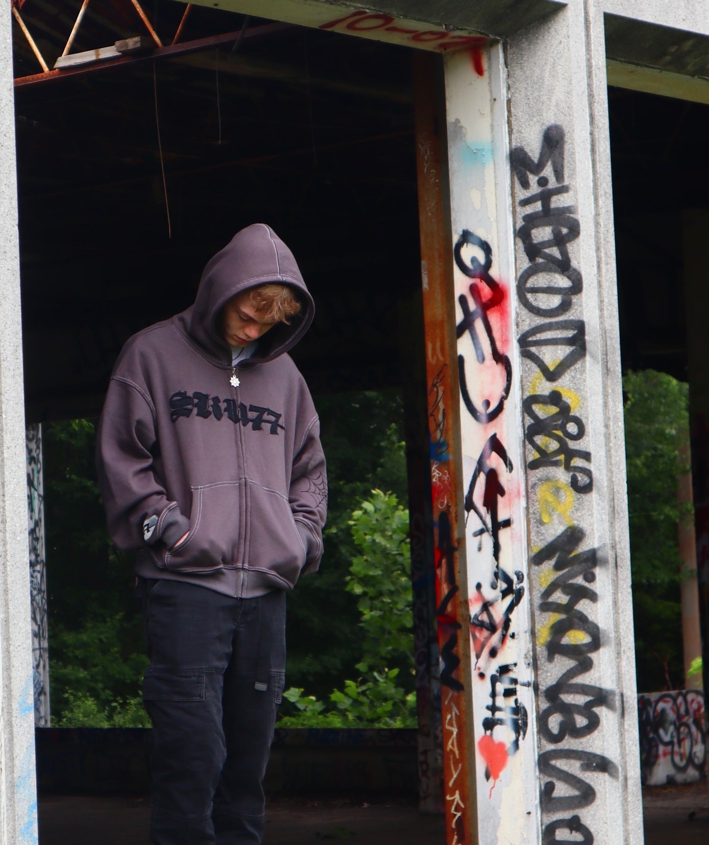 Dark Web Zip Up (Charcoal)