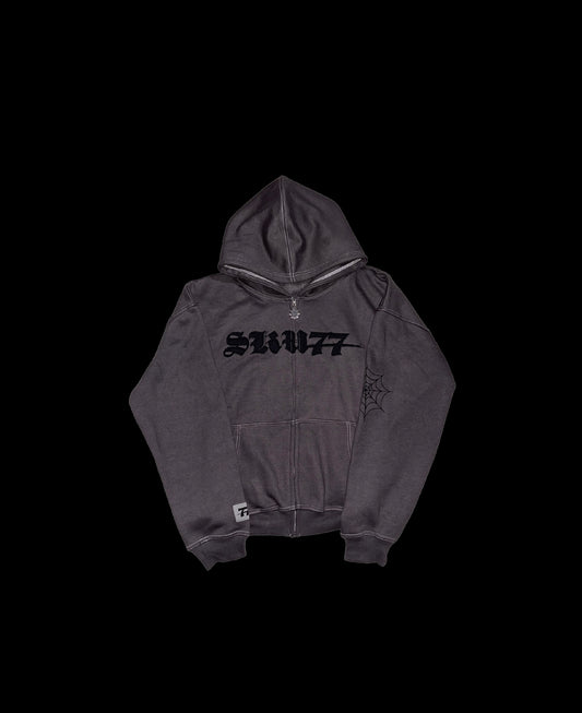 Dark Web Zip Up (Charcoal)